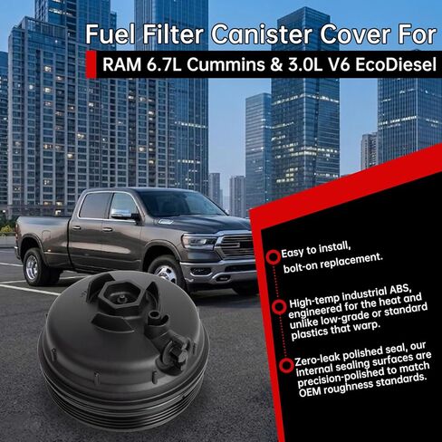 Diesel Fuel Filter Canister Cover for 2019-2024 Ram 2500 3500 4500 5500 6.7L Cummins, 2020-2024 Ram 1500 3.0L EcoDiesel, Replaces Mopar 68436815AB 68436815AA, Water Separator Cap in Saudi Arabia