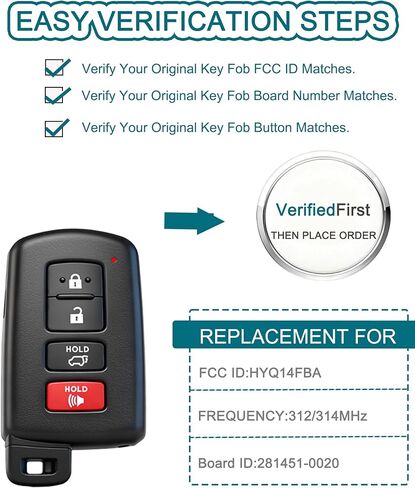Smart Key Fob for Toyota RAV4 2013-2018, FengRKey Remote Control Key Fob Compatible for Toyota RAV4 2013-2018 HYQ14FBA 89904-0R080 89904-42070 281451-0020 in Saudi Arabia