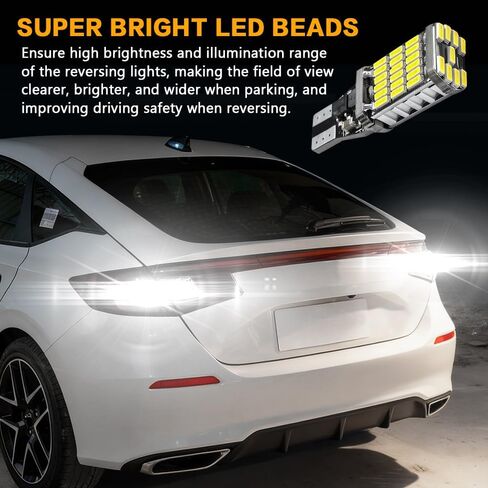 4 PCS LED Reverse Lights, T15 4014 45SMD Back Up Light Turn Signal Bulb, 6500K Super Bright Stop Light Bulbs Brake Lights Replacement for Cars Trucks RVs, Universal Car Accessories (White) in Saudi Arabia