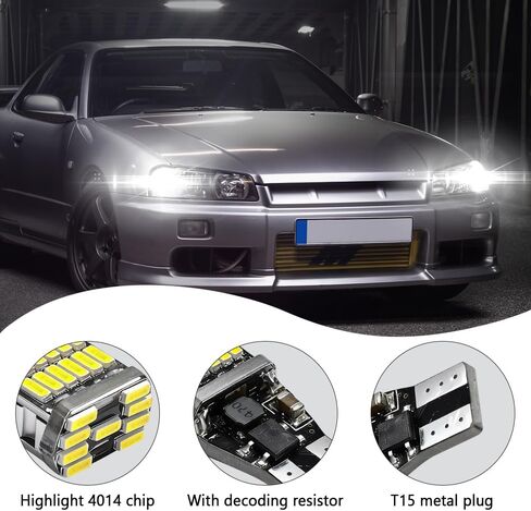 4 PCS LED Reverse Lights, T15 4014 45SMD Back Up Light Turn Signal Bulb, 6500K Super Bright Stop Light Bulbs Brake Lights Replacement for Cars Trucks RVs, Universal Car Accessories (White) in Saudi Arabia