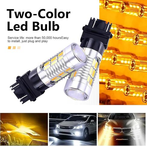 2 PCS 3157 Car LED Turn Signal Bulbs, T25 3047 3057 Dual Color Switchback Bulb, 20SMD Super Bright Indicator Light, Plug and Play Replacement for Most Trucks SUVs Cars (White & Yellow) in Saudi Arabia