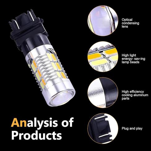 2 PCS 3157 Car LED Turn Signal Bulbs, T25 3047 3057 Dual Color Switchback Bulb, 20SMD Super Bright Indicator Light, Plug and Play Replacement for Most Trucks SUVs Cars (White & Yellow) in Saudi Arabia
