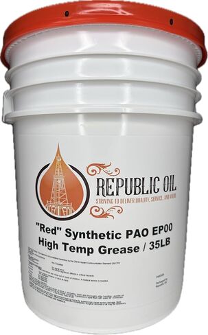 Republic Oil Red Synthetic PAO EP00 High Temp Grease 35LB | Compare to SHC 007 | ISO 460 Base Oil | Industrial | Trailer Hub | Lithium Complex | Gear Box Cases in Kuwait