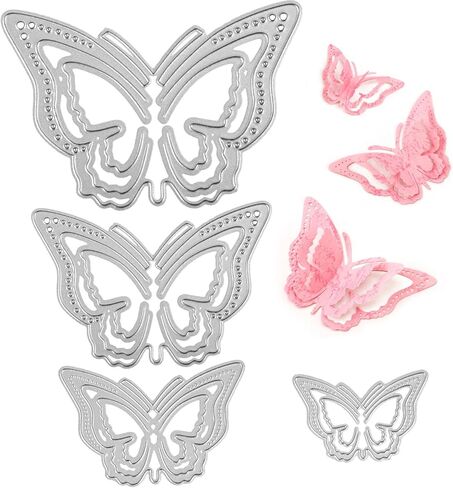 4pcs 3D Butterfly Die Cuts, 2 Styles Metal Die Cuts for Scrapbooking Butterfly Frame Cutting Cute Stencils for DIY Crafts Decorative Embossing in Kuwait