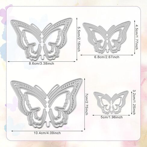 4pcs 3D Butterfly Die Cuts, 2 Styles Metal Die Cuts for Scrapbooking Butterfly Frame Cutting Cute Stencils for DIY Crafts Decorative Embossing in Kuwait