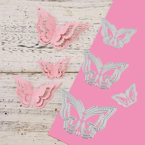 4pcs 3D Butterfly Die Cuts, 2 Styles Metal Die Cuts for Scrapbooking Butterfly Frame Cutting Cute Stencils for DIY Crafts Decorative Embossing in Kuwait