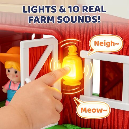 Toddler Farm Toys for 2 3 Year Old-All-in-One Barn Toy Set with Farm Animal Figures for Toddlers,Tractor&Fence,Educational Montessori-style Play Sets with Light&Sounds,Pretend Play Gift for Boys Girls in Saudi Arabia