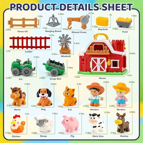Toddler Farm Toys for 2 3 Year Old-All-in-One Barn Toy Set with Farm Animal Figures for Toddlers,Tractor&Fence,Educational Montessori-style Play Sets with Light&Sounds,Pretend Play Gift for Boys Girls in Saudi Arabia