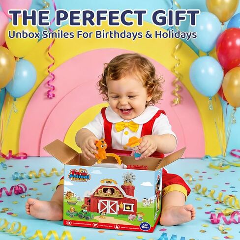 Toddler Farm Toys for 2 3 Year Old-All-in-One Barn Toy Set with Farm Animal Figures for Toddlers,Tractor&Fence,Educational Montessori-style Play Sets with Light&Sounds,Pretend Play Gift for Boys Girls in Saudi Arabia