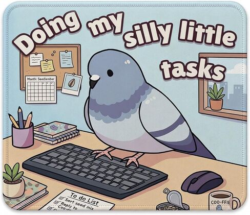 QIYUHOY Funny Pigeon Mouse Pad, Sarcastic Office Mouse Pads, Pigeon Gifts, Bird Gifts, Doing My Silly Little Tasks Non-Slip Rubber Base Mousepads for Home Office Dorm Desk Decor, 9.5x7.9 Inches in Saudi Arabia