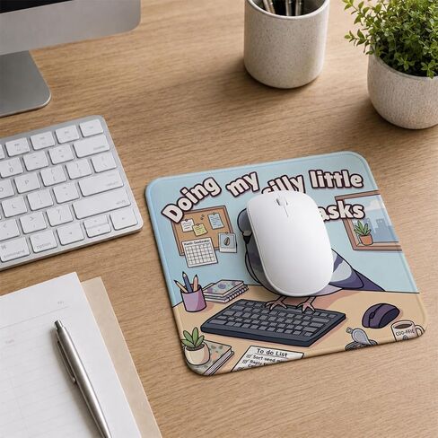 QIYUHOY Funny Pigeon Mouse Pad, Sarcastic Office Mouse Pads, Pigeon Gifts, Bird Gifts, Doing My Silly Little Tasks Non-Slip Rubber Base Mousepads for Home Office Dorm Desk Decor, 9.5x7.9 Inches in Saudi Arabia