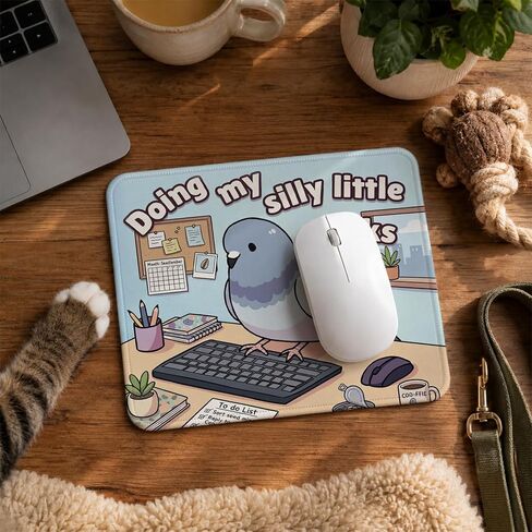 QIYUHOY Funny Pigeon Mouse Pad, Sarcastic Office Mouse Pads, Pigeon Gifts, Bird Gifts, Doing My Silly Little Tasks Non-Slip Rubber Base Mousepads for Home Office Dorm Desk Decor, 9.5x7.9 Inches in Saudi Arabia