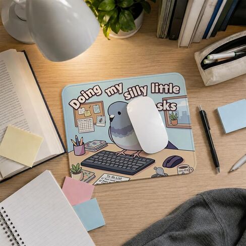QIYUHOY Funny Pigeon Mouse Pad, Sarcastic Office Mouse Pads, Pigeon Gifts, Bird Gifts, Doing My Silly Little Tasks Non-Slip Rubber Base Mousepads for Home Office Dorm Desk Decor, 9.5x7.9 Inches in Saudi Arabia