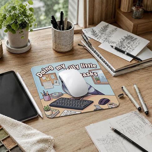 QIYUHOY Funny Pigeon Mouse Pad, Sarcastic Office Mouse Pads, Pigeon Gifts, Bird Gifts, Doing My Silly Little Tasks Non-Slip Rubber Base Mousepads for Home Office Dorm Desk Decor, 9.5x7.9 Inches in Saudi Arabia