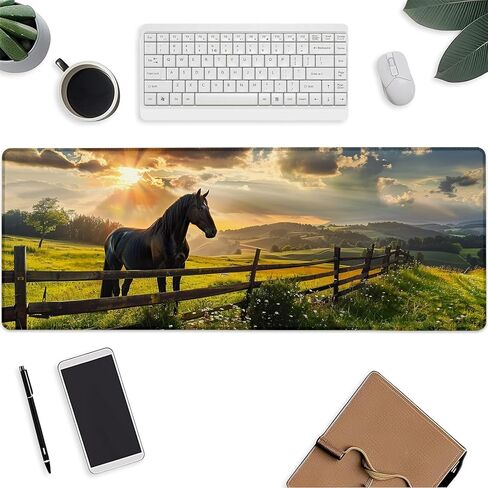 Horse Mouse Pad，Gaming Keyboard Desk Mat，Laptop Computer Protector with Non-Slip Rubber Base，Large Extended MousePads Gifts for Office Home，Deskmat Decor 31.5" x 11.8" in Saudi Arabia
