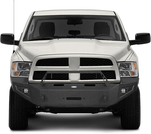 Hooke Road Ram 1500 Front Bumper, Full Width Offroad Bumper w/Winch Plate & LED Lights for 2009 2010 2011 2012 Dodge Ram 1500 Trucks in Kuwait