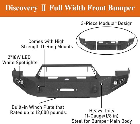 Hooke Road Ram 1500 Front Bumper, Full Width Offroad Bumper w/Winch Plate & LED Lights for 2009 2010 2011 2012 Dodge Ram 1500 Trucks in Kuwait