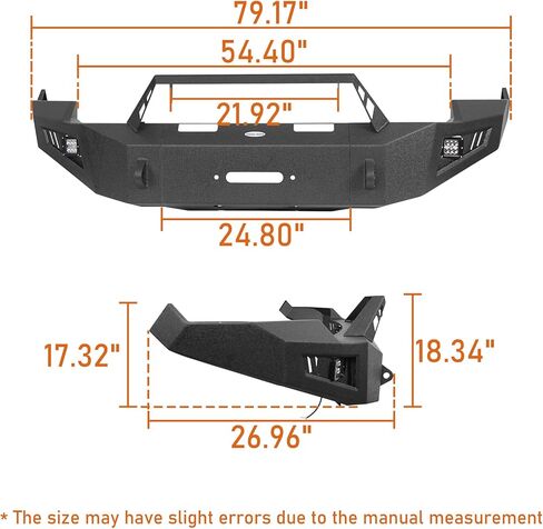 Hooke Road Ram 1500 Front Bumper, Full Width Offroad Bumper w/Winch Plate & LED Lights for 2009 2010 2011 2012 Dodge Ram 1500 Trucks in Kuwait