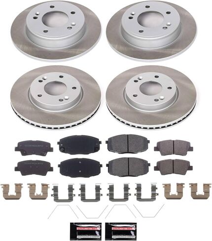 PowerStop Front and Rear Brake Kit for Kia Soul 2017-19 - Ceramic Brake Pads + Semi Coated Rotors Replacement, SC8008 in Kuwait
