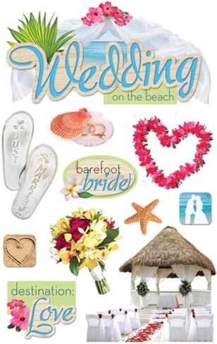 Paper House Productions STDM-0136 3D Sticker 4.5" x 7" Sheet, Beach Wedding in Kuwait