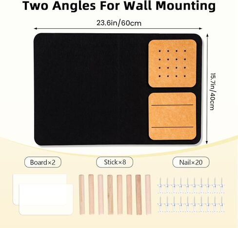 Wall Organizer Bulletin Board with Shelves and Key Holder, 2-in-1 Felt Pin Board for Photos, Notes, Keys and Small Accessories, Memo Board for Home Office Dorm, Black/Tan, 15.7"x23.6" in Saudi Arabia