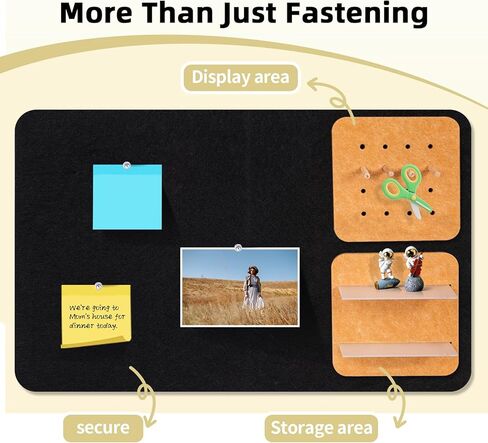 Wall Organizer Bulletin Board with Shelves and Key Holder, 2-in-1 Felt Pin Board for Photos, Notes, Keys and Small Accessories, Memo Board for Home Office Dorm, Black/Tan, 15.7"x23.6" in Saudi Arabia