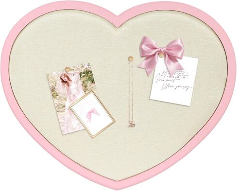 Heart-Shaped Bulletin Board with Linen, Cork Board Alternative for Wall, Approx. 17 x 15 inch Pin Board for Office, Home, School, Valentine's Decor(PK-AX-MB) in Saudi Arabia