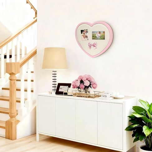 Heart-Shaped Bulletin Board with Linen, Cork Board Alternative for Wall, Approx. 17 x 15 inch Pin Board for Office, Home, School, Valentine's Decor(PK-AX-MB) in Saudi Arabia