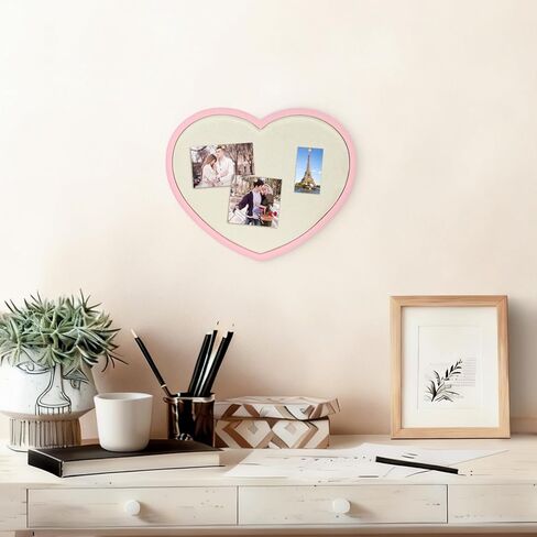 Heart-Shaped Bulletin Board with Linen, Cork Board Alternative for Wall, Approx. 17 x 15 inch Pin Board for Office, Home, School, Valentine's Decor(PK-AX-MB) in Saudi Arabia