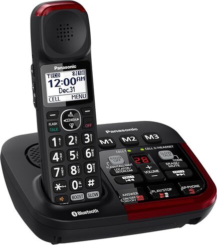 Panasonic KX-TGM430B Link2Cell Bluetooth Amplified Cordless Phone with Answering Machine, 1 Handset , Black (Renewed) in Kuwait