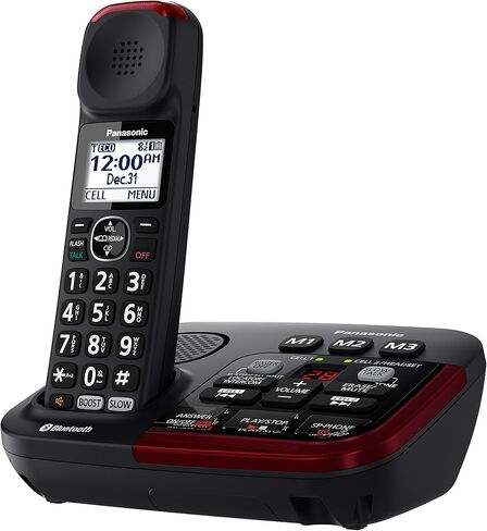Panasonic KX-TGM430B Link2Cell Bluetooth Amplified Cordless Phone with Answering Machine, 1 Handset , Black (Renewed) in Kuwait