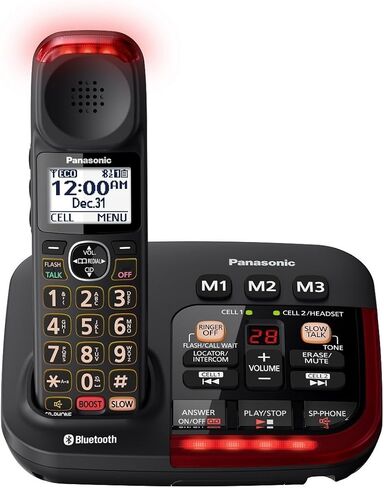 Panasonic KX-TGM430B Link2Cell Bluetooth Amplified Cordless Phone with Answering Machine, 1 Handset , Black (Renewed) in Kuwait
