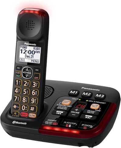 Panasonic KX-TGM430B Link2Cell Bluetooth Amplified Cordless Phone with Answering Machine, 1 Handset , Black (Renewed) in Kuwait