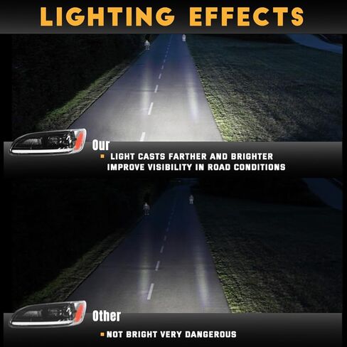 Headlights for Peterbilt 387 325 330 335 337 340 348 382 384 386 Truck High and Low Beam Bulb Left Driver and Right Passenger Side Pair LED Headlamp(Black) in Kuwait