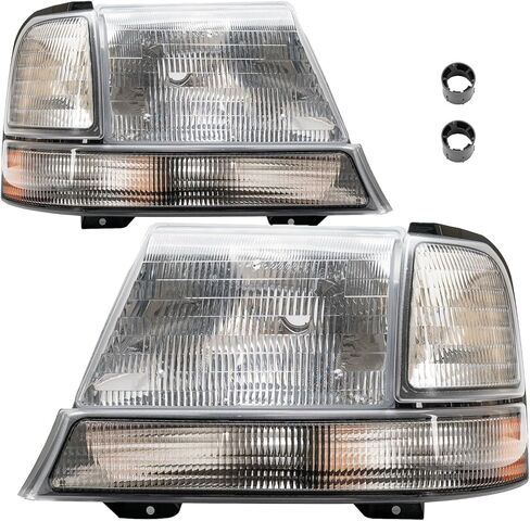 APSVE 2PCS Factory OE Style Headlight Assembly Set For 1998 1999 2000 Ford Ranger Pickup Truck Replacement Front Headlamps Chrome Clear Lens Driver and Passenger Side in Kuwait