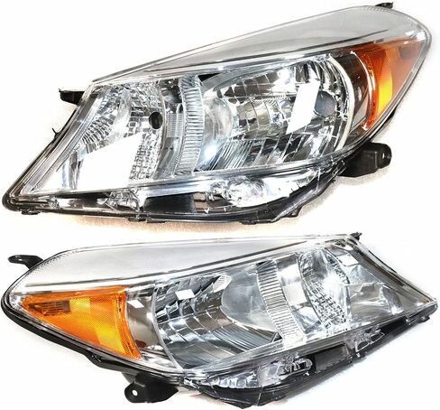 لـ 2012 2013 2014Toyota Yaris Vitz Hatchback مجموعة المصابيح الأمامية، السائق الأيسر + مجموعة زوج الجانب الأيمن للركاب، استبدال المصابيح الأمامية الهالوجين وأجهزة العرض الأمامية in Kuwait