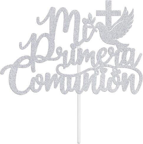 Nuestro Bautizo Cake Topper، الشركة الإسبانية الأولى المقدسة، Cross Dove My Confirmation، المعمودية الدينية، عيد الميلاد الأول، لوازم تزيين حفلات استقبال المولود الجديد، بريق ذهبي in Kuwait