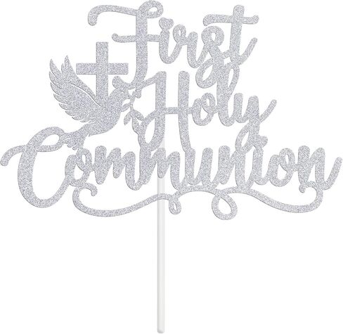 Nuestro Bautizo Cake Topper، الشركة الإسبانية الأولى المقدسة، Cross Dove My Confirmation، المعمودية الدينية، عيد الميلاد الأول، لوازم تزيين حفلات استقبال المولود الجديد، بريق ذهبي in Kuwait