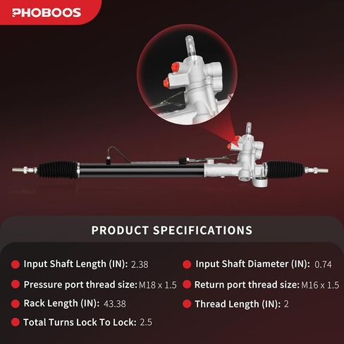 مجموعة رف وترس التوجيه الهيدروليكي من PHOBOOS متوافقة مع Honda Accord 2008-2012 2.4L/3.5L، مع أطراف قضيب ربط خارجي، وحدة جديدة، مقاومة للتسرب، ملاءمة مباشرة، المرجع. 53601TA0A02, ES800459 in Kuwait
