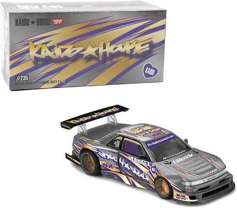 1:64 Scale Diecast Model Car Compatible with Nissan Silvia S13-R Kaido Drift V1 Greddy Gunmetal Gray Limited Edition Kaido House x Mini GT KHMG235 in Kuwait