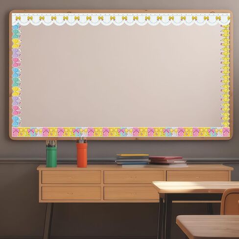 Pencil Coquette Bow Bulletin Board Border Composition Pencil Bowknot Die Cut Trim Border Colorful Cute Bow & Pencil Classroom Self-Adhesive Decoration for Back to School Chalkboard Door Wall Supplies in Saudi Arabia