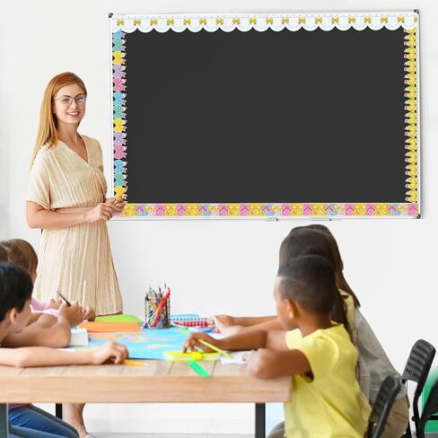 Pencil Coquette Bow Bulletin Board Border Composition Pencil Bowknot Die Cut Trim Border Colorful Cute Bow & Pencil Classroom Self-Adhesive Decoration for Back to School Chalkboard Door Wall Supplies in Saudi Arabia