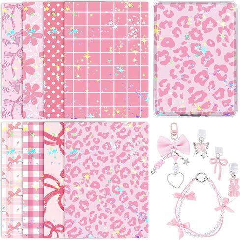 Inserts Cardstock for Kindle Paperwhite 8 Pcs Back Cover Insert with Beaded Charms and Dust Plugs for E-Reader Accessories Women Book Lovers Readers Gifts (Blue) in Saudi Arabia