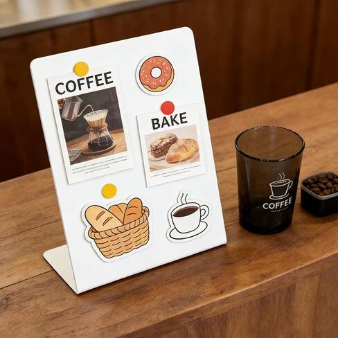 Magnet Board 7.87 x5.31 x 3.93 Stand Mini White Metal Tabletop Memo Standing Magnetic Board for Desk - Magnetic Display for Back to School Menu Table， Photos，Memos (White*2, 20 * 13.5 * 10cm) in Kuwait