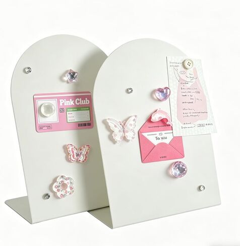 Magnet Board 7.87 x5.31 x 3.93 Stand Mini White Metal Tabletop Memo Standing Magnetic Board for Desk - Magnetic Display for Back to School Menu Table， Photos，Memos (White*2, 20 * 13.5 * 10cm) in Kuwait