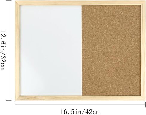 GDMINLO Dry Erase Cork Bulletin Combination Board, Wood, Black, Rectangular, 16.5x12.6 Inches, with Pins, Eye Bolts, Gaskets, Screws in Kuwait