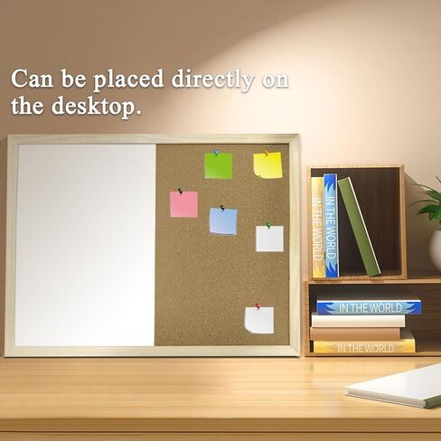 GDMINLO Dry Erase Cork Bulletin Combination Board, Wood, Black, Rectangular, 16.5x12.6 Inches, with Pins, Eye Bolts, Gaskets, Screws in Kuwait