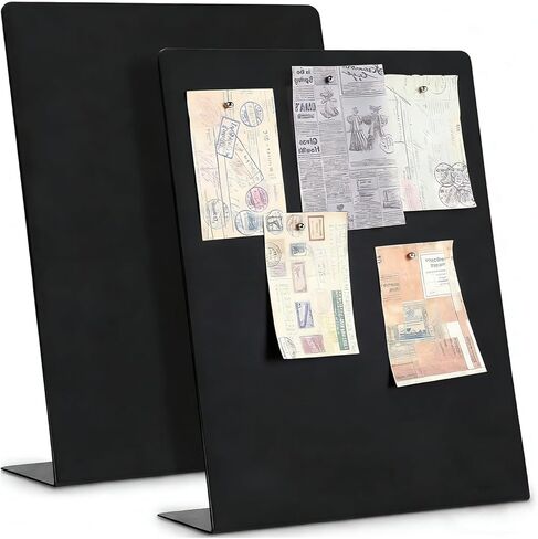 Magnet Board 7.87 x5.31 x 3.93 Stand Mini White Metal Tabletop Memo Standing Magnetic Board for Desk - Magnetic Display for Back to School Menu Table， Photos，Memos (White*2, 20 * 13.5 * 10cm) in Kuwait