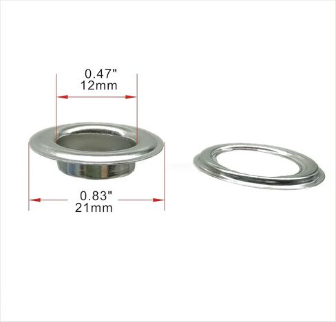 316 Stainless Steel Grommet and Washer Set – 12mm（0.47in） Inner Diameter, Marine Grade, Heavy-Duty & Rustproof, 100 Sets Metal Eyelets for Tarp, Fabric, Leather, DIY Projects in Saudi Arabia