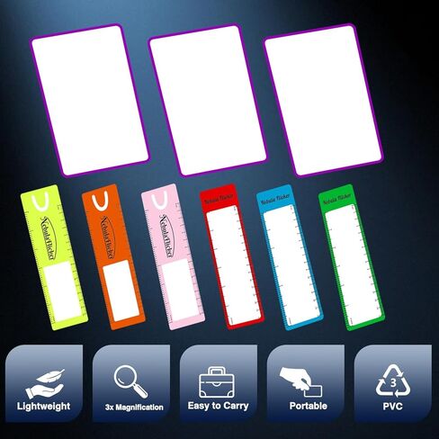 3 PCs Magnifying Sheet Lightweight Page Magnifier for Reading 3X Fresnel Lens with 3 PCs Magnifying Ruler and 3 PCs Magnifying Bookmark for Low Vision & Seniors in Kuwait